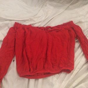 red off the shoulders top